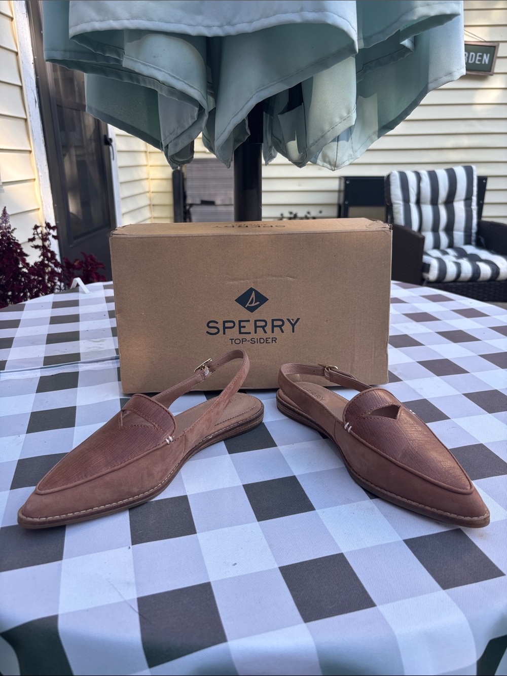 Sperry Brown Pointed Slingback Loafers